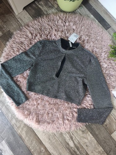 Top bauchfrei silber glitzer - top,