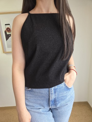 Damen glitzer top schwarz - h&m,