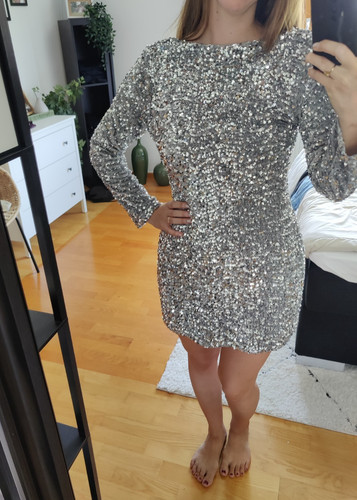Silbernes paillettenkleid - paillettenkleid, in